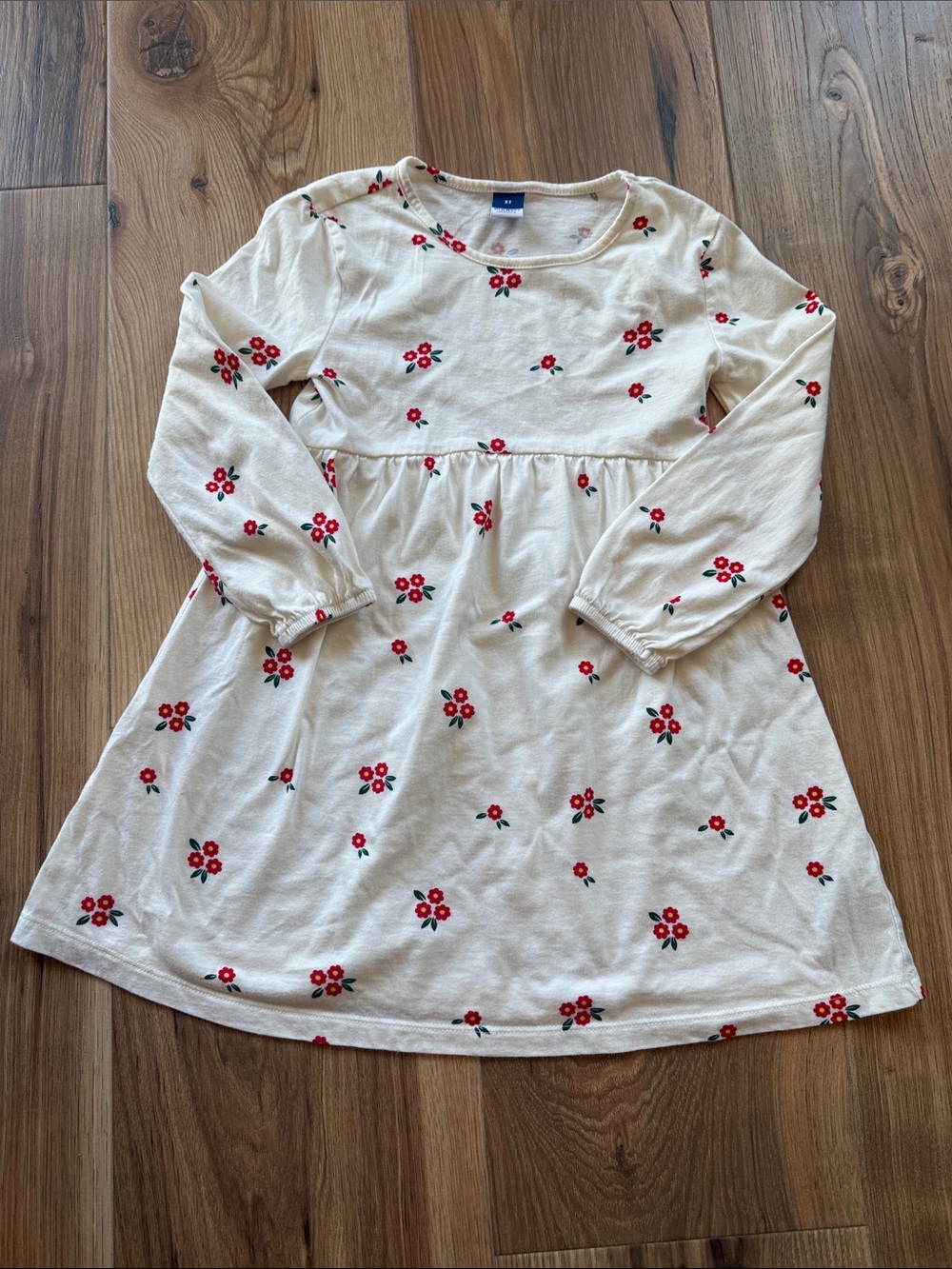 Old Navy 100%  Cotton Cream Dress with Red Floral Print size 5T